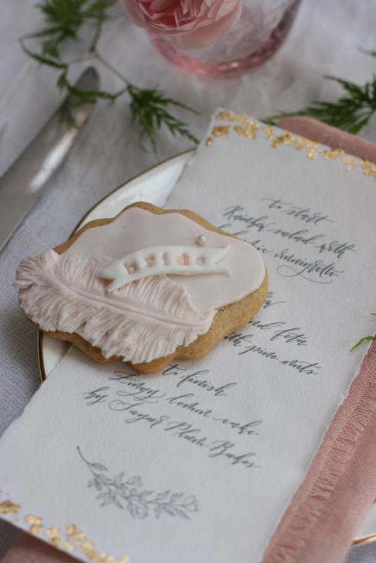 espoke blush wedding favour biscuit or cookie