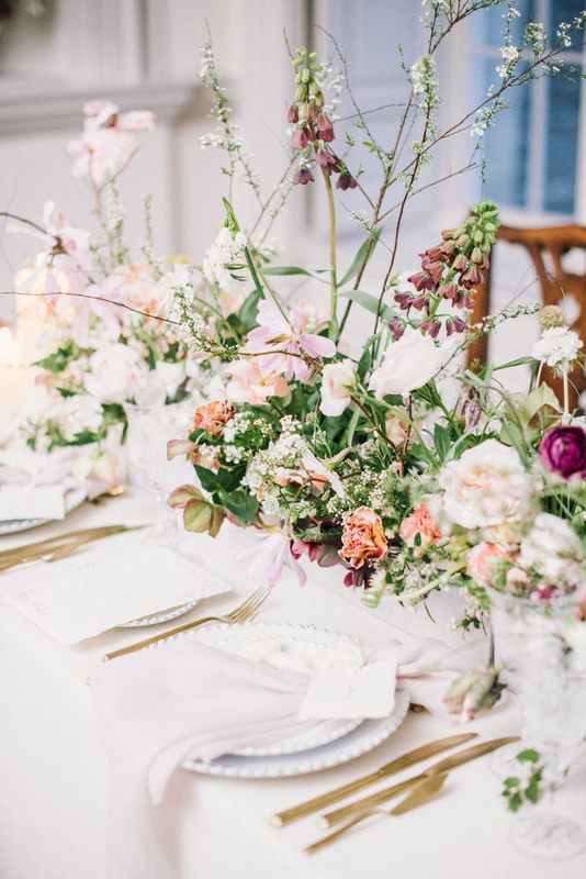 Spring wedding inspiration. Styled wedding table. Flowers by Moss & Stone. Table styled by The Timeless Stylist