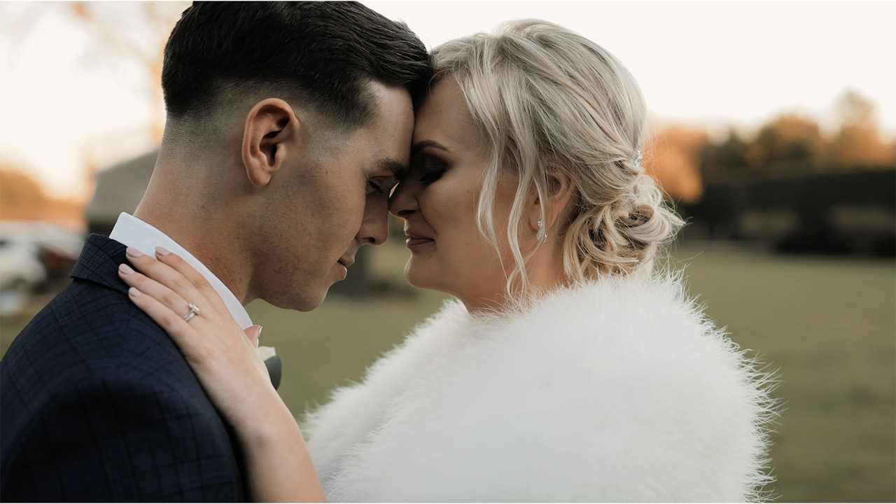 Intimate moment from Russell Kent Nicholls winter wedding video